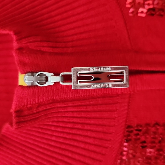 St. John silk/cashmere zip up sequin sweater like new - Picture 5 of 11
